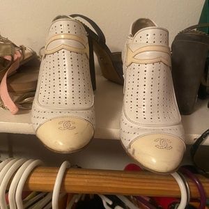 CHANEL White Vintage Booties
